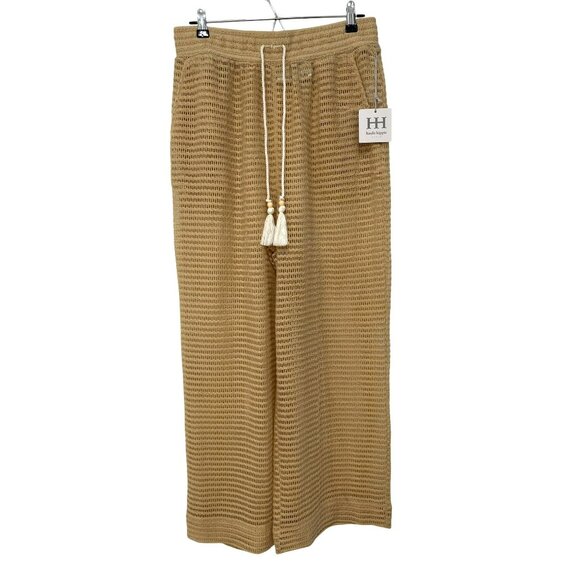 Haute Hippie Crochet Tan Swim Pant Cover Up Pull On Large NWT - Picture 1 of 5